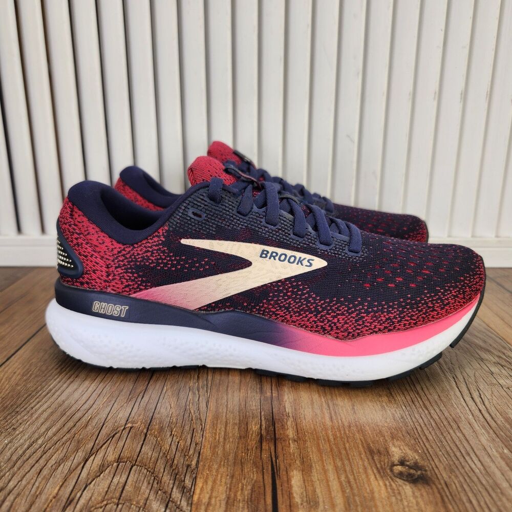 Brooks Ghost 16 Road Running Shoes Womens Sz 6 B Blue Pink Sneakers 1204071B422